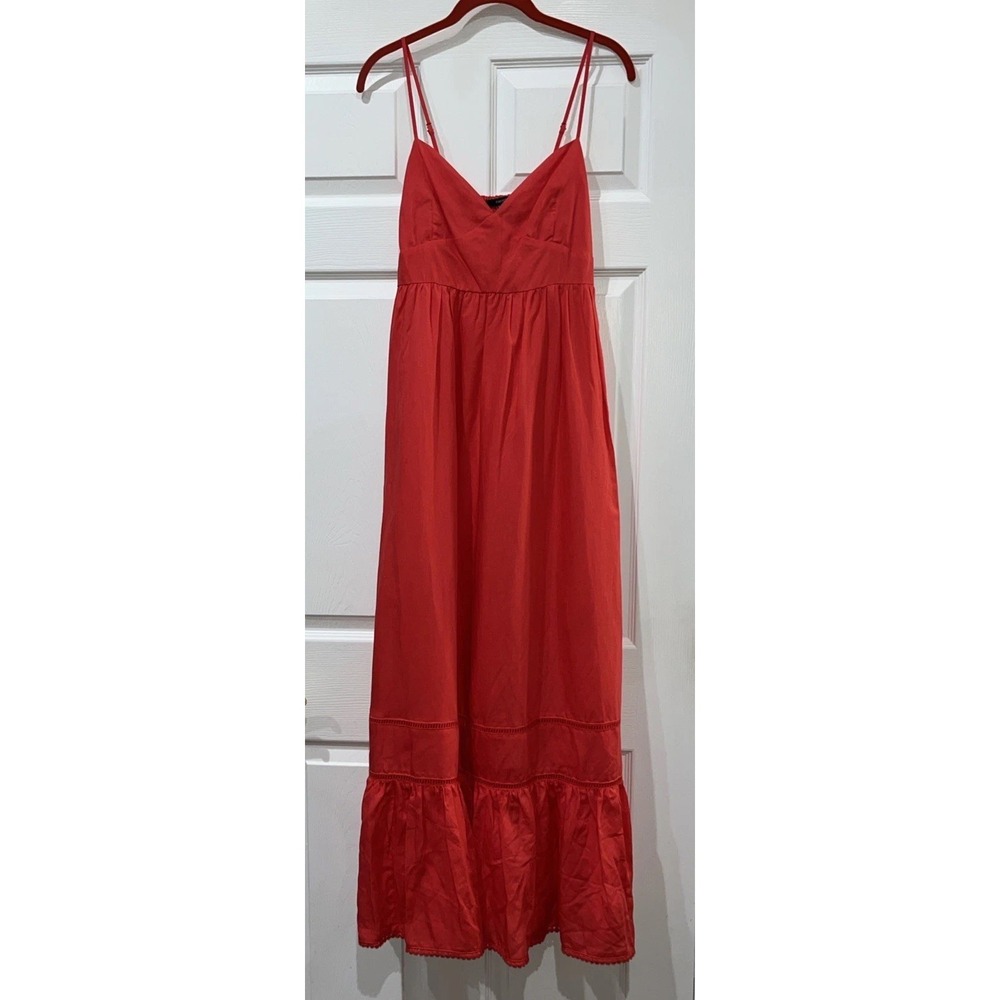 Forever 21 Linen Blend Maxi Dress Size Small‎ Orange Sleeveless Prom Chic Glam